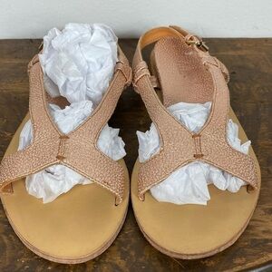 Craie Rose gold metallic pebbled leather sandals